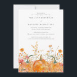 Invitation 21e anniversaire Surprise Party Citrouille Fleur s<br><div class="desc">Les citrouilles d'automne sont nichés dans de délicats fleurs sauvages dorés et oranges pour créer une esthétique élégante. Tout le texte est éditable pour vous permettre de créer facilement votre propre humeur spéciale.</div>