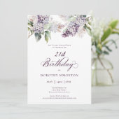 Invitation 21e anniversaire Surprise Party Purple Lilac Fleur (Debout devant)