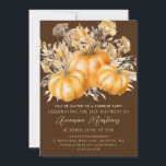 Invitation 21e anniversaire Surprise Party Rustic Boho Citrou<br><div class="desc">D'élégants citrouilles d'aquarelle orange sont nichés dans une variété de feuillages et de fleurs d'automne. Un arrière - plan brun foncé et riche le cadre à la perfection. Parfait pour une fête d'automne.</div>