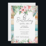 Invitation 21e anniversaire Surprise Party Tropical<br><div class="desc">Tropical Floral and Beach wood Amusants Design modèle. Réglable pour la fête d'anniversaire adulte tropicale,  il suffit de changer les invitations textuelles. Invitation imprimable de téléchargement numérique</div>