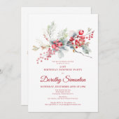 Invitation 21e Anniversaire Surprise Party Verdure Berry Roug (Devant / Derrière)