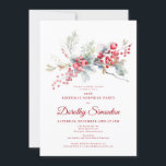 Invitation 21e Anniversaire Surprise Party Verdure Berry Roug<br><div class="desc">Invitation vos invités à une fête d'anniversaire d'hiver spéciale avec cet élégant design floral de baies rouges et vertes. Des baies rouges profondes sont nichées dans des feuilles et des branches. Le texte rouge ajoute à l'humeur festive. Cet article fait partie de la collection de baies d'hiver. Il contient des...</div>
