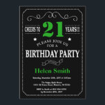 Invitation 21e anniversaire Tableau noir et vert<br><div class="desc">21e Invitation Anniversaire Typographie Noire et Verte. Tableau de bord. Arrière - plan noir et blanc. Anniversaire adulte. Hommes ou femmes, anniversaire. Enfants Garçon ou fille Ado Anniversaire adolescente Invitation . 13e 15e 16e 18e 20e 21e 30e 40e 50e 60e 70e 80e 90e 100e. N'Importe Quel Âge. Pour plus de...</div>