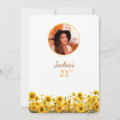 Invitation 21e anniversaire Tournesol Rustique photo florale (Dos)
