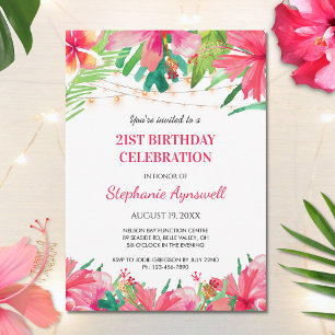 Invitation 21e anniversaire Tropical String Lights Hawaiian