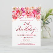 Invitation 21e anniversaire Valentine Rose Rose Coeur Tourbil (Debout devant)