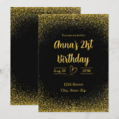 Invitation 21e anniversaire - Vingt et un en or (Devant / Derrière)