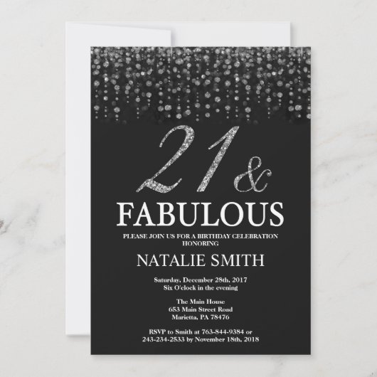 Invitation 21e anniversaire Vingt-et-un et l'argent fabuleux (Devant)