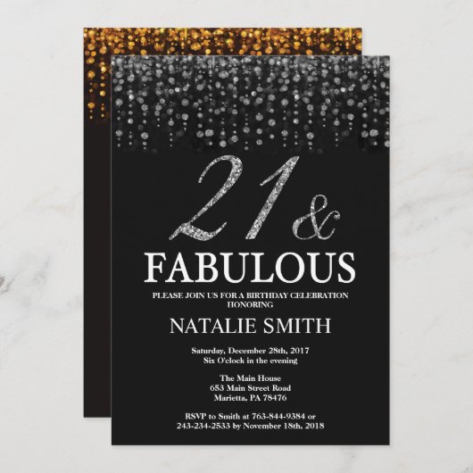 Invitation 21e anniversaire Vingt-et-un et l'argent fabuleux (Devant / Derrière)