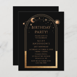 Invitation 21e anniversaire Vingt et un or noir céleste
