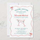 Invitation 21e anniversaire Wavy Border avec Bows Party (Devant)