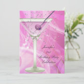 Invitation 21e Anniversaire White Pink Martini (Debout devant)