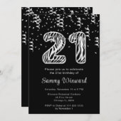 Invitation 21e anniversaire Zebra Imprimer Ballons avec Confe (Devant / Derrière)