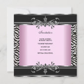 Invitation 21e anniversaire Zebra noir blanc rose argent (Dos)