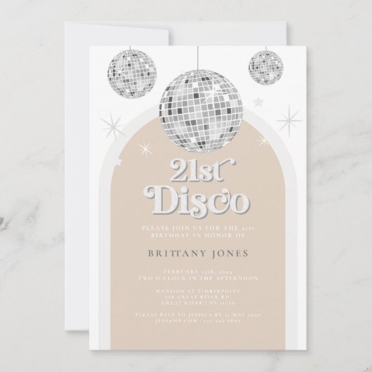 Invitation 21e Arc de Parties scintillant Silver Retro Disco (Devant)
