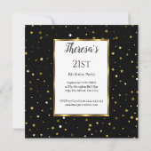 Invitation 21e Black Gold Stars Anniversaire (Dos)