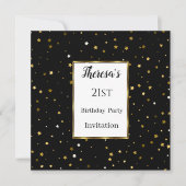 Invitation 21e Black Gold Stars Anniversaire (Devant)