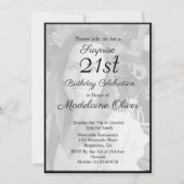 Invitation 21e Classy Monogram noir blanc photo Anniversaire (Devant)