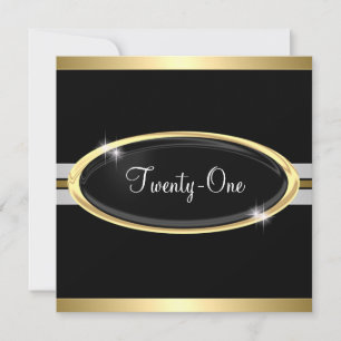 Invitation 21e Elegant Gold Black & White Stars 2
