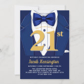Invitation 21e événement d'anniversaire de Navy Blue and Gold (Devant)