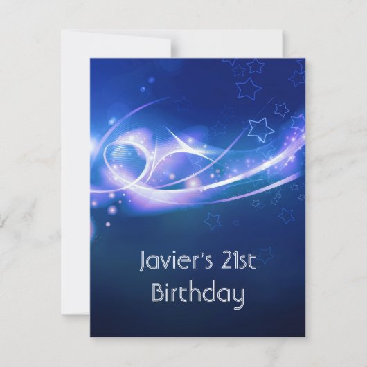 Invitation 21e fête d'anniversaire Abstrait Blue Explode Mode (Devant)
