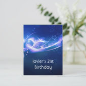 Invitation 21e fête d'anniversaire Abstrait Blue Explode Mode (Debout devant)