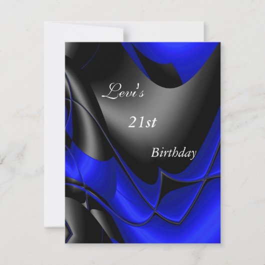Invitation 21e fête d'anniversaire Abstraits Black blue Mens (Devant)