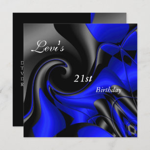 Invitation 21e fête d'anniversaire Abstraits Black blue Mens