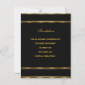 Invitation 21e fête d'anniversaire Black Blue Gold Mans (Dos)