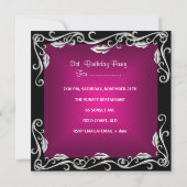 Invitation 21e fête d'anniversaire Black Bright Deep Pink 4a (Dos)
