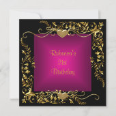 Invitation 21e fête d'anniversaire Black Bright Deep Pink Gol (Devant)