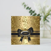 Invitation 21e fête d'anniversaire Black Gold Floral 2 (Debout devant)