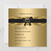 Invitation 21e fête d'anniversaire Black Gold Floral 2 (Dos)