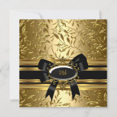 Invitation 21e fête d'anniversaire Black Gold Floral 2 (Devant)
