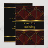 Invitation 21e fête d'anniversaire Black Leather Gold Mans Me (Devant / Derrière)