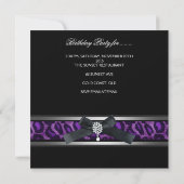 Invitation 21e fête d'anniversaire Black Purple Silver (Dos)