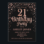 Invitation 21e fête d'anniversaire - Black & Rose Gold<br><div class="desc">Invitation de fête du 21e anniversaire. Design élégant en or rose noir et faux parties scintillant. Comprend des polices de caractères et des confettis stylisés. Message-moi si vous avez besoin d'âge personnalisé.</div>