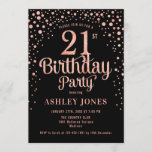 Invitation 21e fête d'anniversaire - Black & Rose Gold<br><div class="desc">Invitation de fête du 21e anniversaire. Design élégant en or rose noir et faux parties scintillant. Comprend des polices de caractères et des confettis stylisés. Message-moi si vous avez besoin d'âge personnalisé.</div>