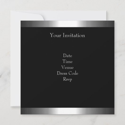 Invitation 21e fête d'anniversaire Black Silver (Dos)