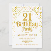 Invitation 21e fête d'anniversaire - Blanc & Or (Devant)