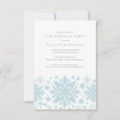 Invitation 21e fête d'anniversaire Blue White Snowflake hiver (Devant)