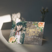 Invitation 21e fête d'anniversaire Bois Floral Chaîne Lumière