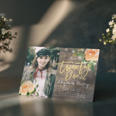 Invitation 21e fête d'anniversaire Bois Floral Chaîne Lumière