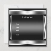 Invitation 21e fête d'anniversaire Elegant Black Metal Men 2 (Dos)
