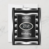 Invitation 21e fête d'anniversaire Elegant Black Metal Men 3 (Devant)