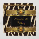 Invitation 21e fête d'anniversaire Exotic Wild Black Gold (Devant / Derrière)