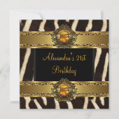 Invitation 21e fête d'anniversaire Exotic Wild Black Gold (Devant)