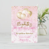 Invitation 21e fête d'anniversaire Glamour rose (Debout devant)