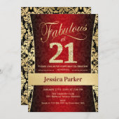 Invitation 21e fête d'anniversaire - Gold Red Black (Devant / Derrière)