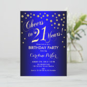 Invitation 21e fête d'anniversaire - Gold Royal Blue (Debout devant)